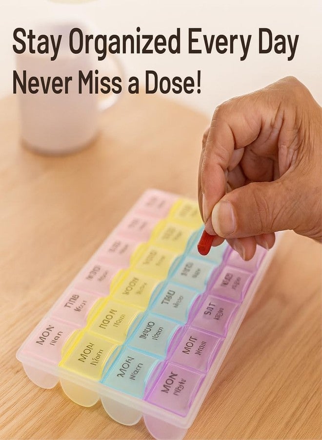 ايكا علبة تنظيم الأدوية من أيكا، ٢٨ خانة | علبة أدوية تكفي لـ ٧ أيام × ٤ مرات يوميًا | خالية من مادة BPA، مقاومة للرطوبة، مناسبة للسفر، لتذكيرك بتناول الأقراص والفيتامينات والمكملات الغذائية - متعددة الألوان - Image 2